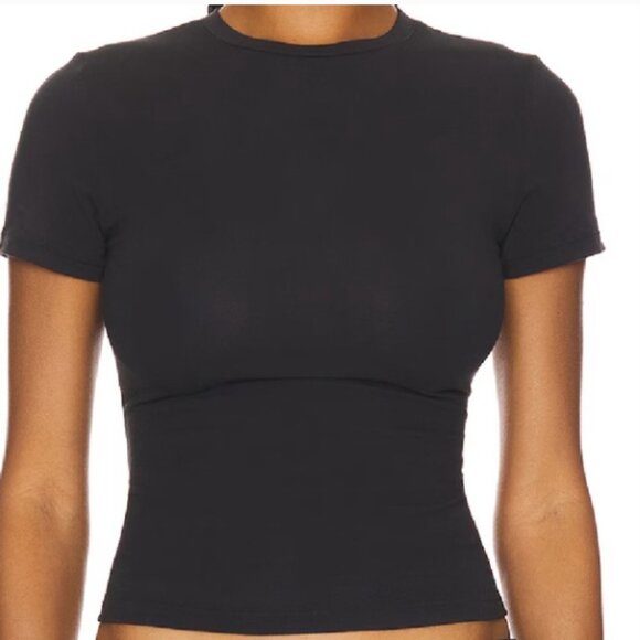 SKIMS Tops - SKIMS Cotton Jersey T Shirt Womens XS Soot Black Crewneck Classic Casual Tee NWT